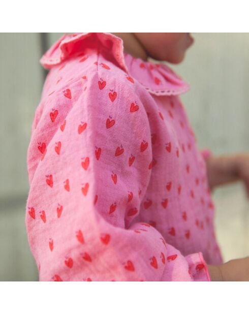 Rosafarbene Bluse Bianca aus Baumwollgaze