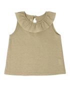 Top Lurex Col Volant vert kaki