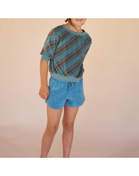 Sweat Rayé bleu canard