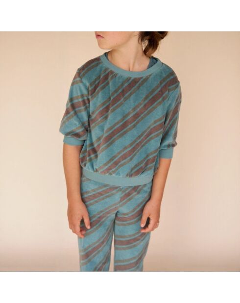 Sweat Rayé bleu canard