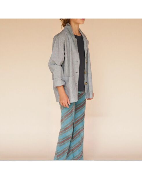 Pantaloni a righe blu anatra