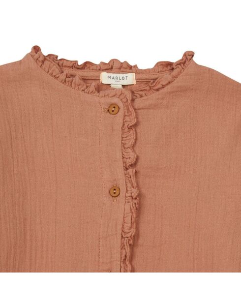 Blusa in garza di cotone giada rosa