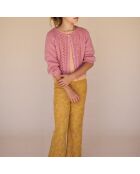 Pantalon Fleuri jaune moutarde
