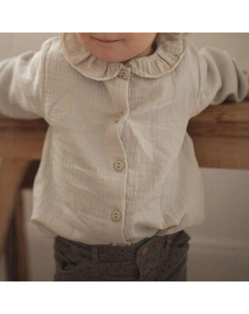 Blouse en Gaze de Coton Bianca écrue
