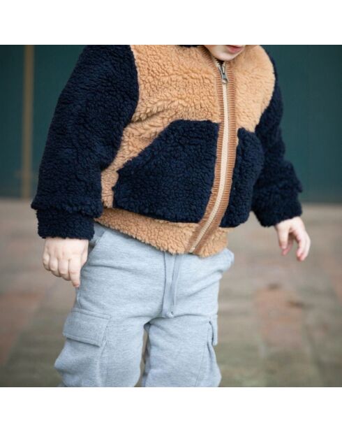Manteau Façon Fourrure Bicolore camel