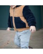 Manteau Façon Fourrure Bicolore camel