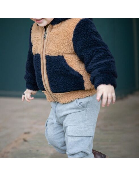 Manteau Façon Fourrure Bicolore camel