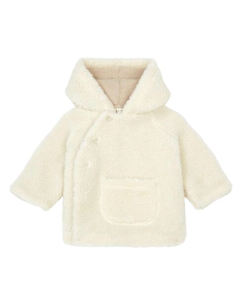 Manteau en Laine mélangée Façon Fourrure Bébé écru