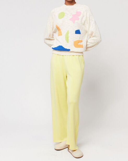 Pullover Summer Landscape mit Intarsienmuster in Ecru