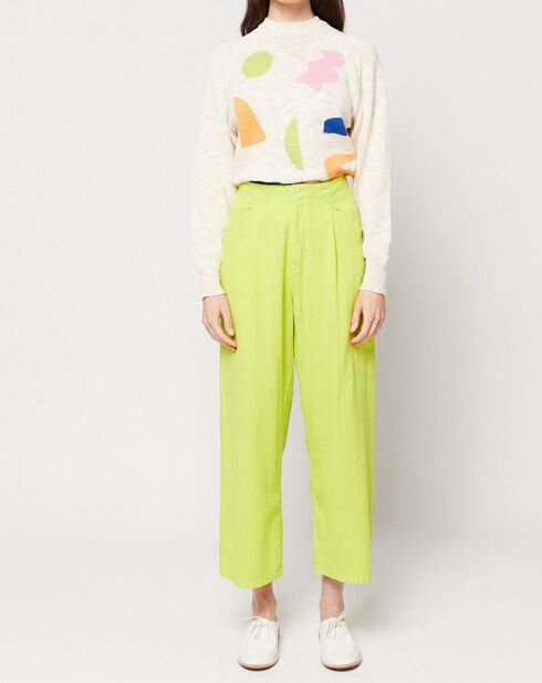 Pullover Summer Landscape mit Intarsienmuster in Ecru
