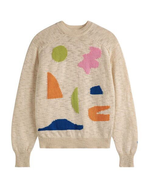 Pullover Summer Landscape mit Intarsienmuster in Ecru