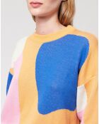 Orangefarben/mehrfarbiger Jacquard-Patch-Pullover