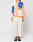 Orangefarben/mehrfarbiger Jacquard-Patch-Pullover