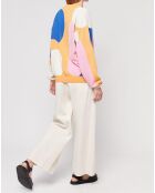 Orangefarben/mehrfarbiger Jacquard-Patch-Pullover