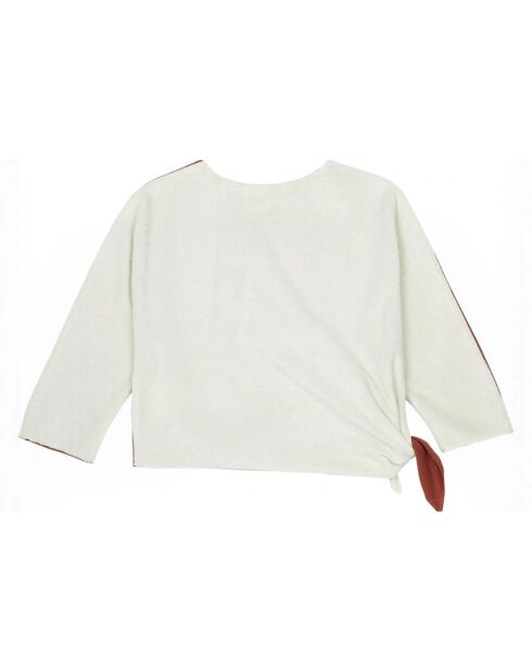 Sweat T-Shirt bicolore Aya en Coton Bio camel/écru