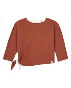 Sweat T-Shirt bicolore Aya en Coton Bio camel/écru