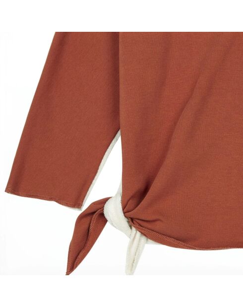 Sweat T-Shirt bicolore Aya en Coton Bio camel/écru