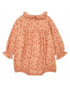 Barboteuse en Gaze de Coton Coeurs Amour vieux rose