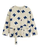 Kimonojacke mit Schmetterlingsmotiv in Ecru/Blau