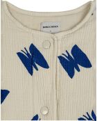 Kimonojacke mit Schmetterlingsmotiv in Ecru/Blau