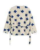 Kimonojacke mit Schmetterlingsmotiv in Ecru/Blau
