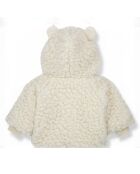 Veste à Capuche en Coton et Laine  Façon Fourrure Apolline écrue