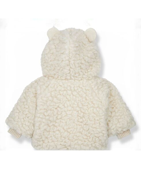Veste à Capuche en Coton et Laine  Façon Fourrure Apolline écrue