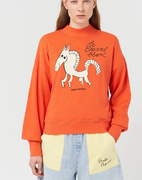 Sweat Cheval Blanc en Coton Bio x Smallable orange
