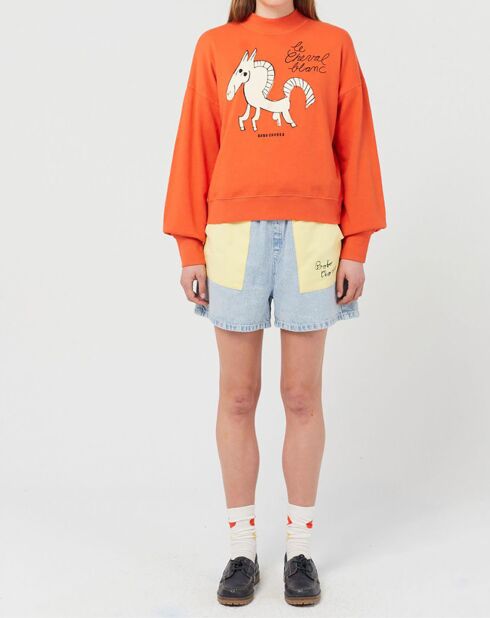 Sweat Cheval Blanc en Coton Bio x Smallable orange