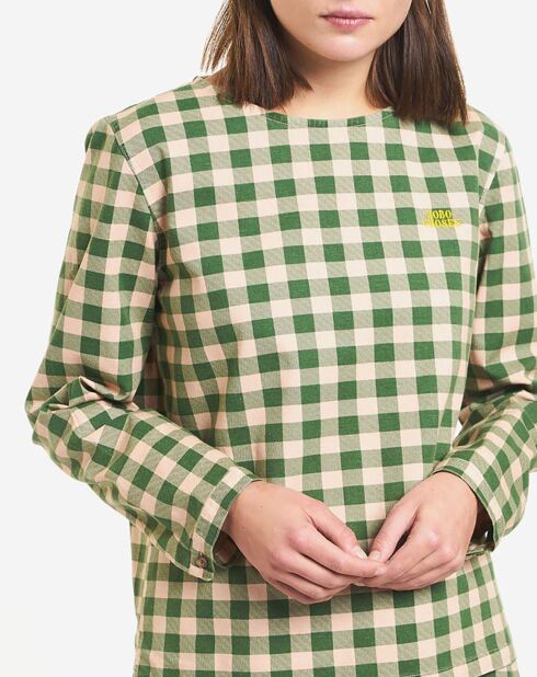 Blusa in flanella scozzese verde