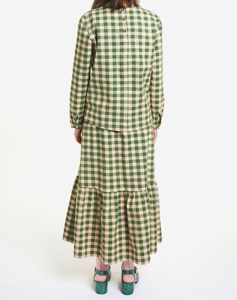 Blusa in flanella scozzese verde