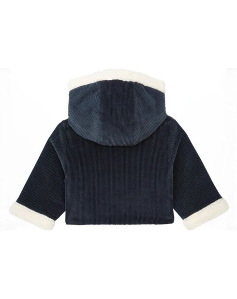 Manteau en Velours Côtelé Fourré Andréa bleu marine