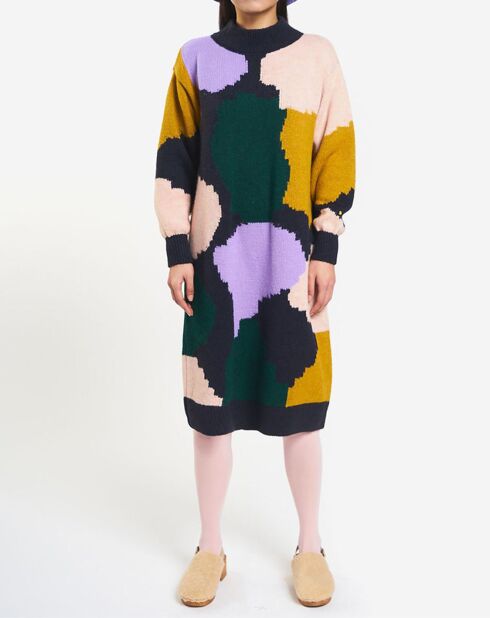 Robe Tricot Colorblock bleu nuit/multicolore