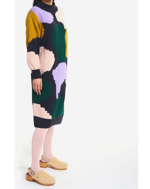 Robe Tricot Colorblock bleu nuit/multicolore
