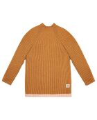 Pull en Laine mélangée Col Cheminée Côtelé ocre