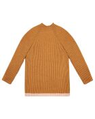 Pull en Laine mélangée Col Cheminée Côtelé ocre