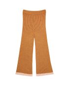 Pantalon en Laine Mérinos mélangée Tricot Côtelé ocre