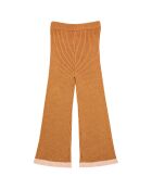 Pantalon en Laine Mérinos mélangée Tricot Côtelé ocre