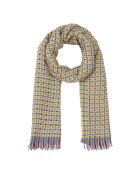 Echarpe en Laine mélangée bleu gris/jaune