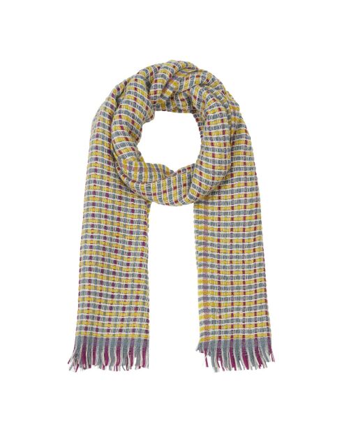 Echarpe en Laine mélangée bleu gris/jaune