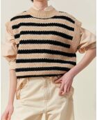 Pull Sans Manches Skye Rayures sable/noir