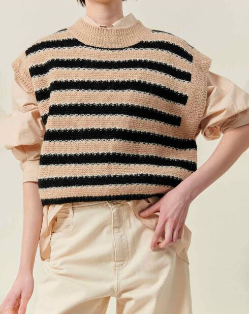Pull Sans Manches Skye Rayures sable/noir
