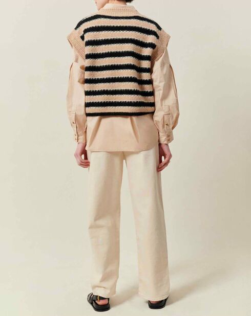 Pull Sans Manches Skye Rayures sable/noir