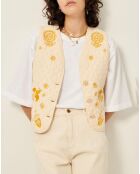 Veste Sans Manches Brodée Charlezie écru/jaune