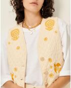 Veste Sans Manches Brodée Charlezie écru/jaune
