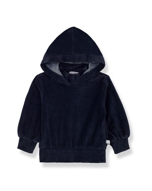 Sweat à Capuche Velours Albina bleu marine