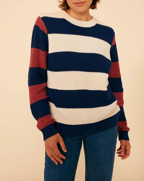 Gestreifter Pullover Madone ecru/marineblau