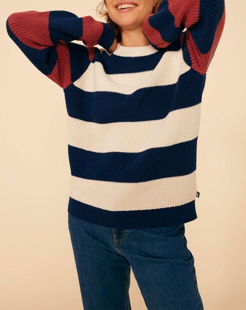 Gestreifter Pullover Madone ecru/marineblau