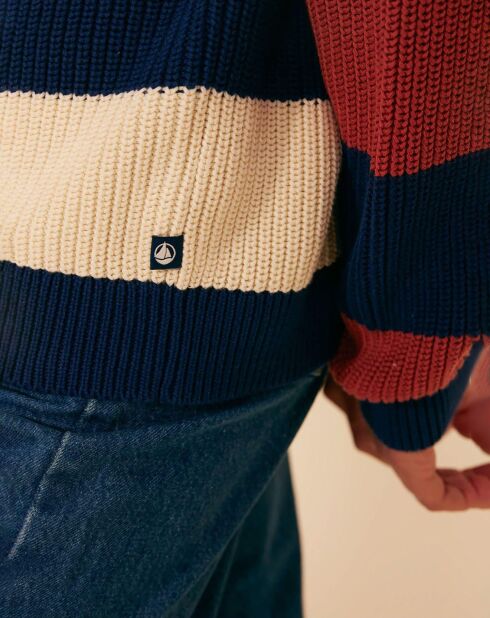 Gestreifter Pullover Madone ecru/marineblau