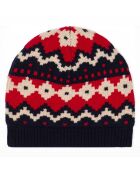 Bonnet en Laine bleu marine/rouge